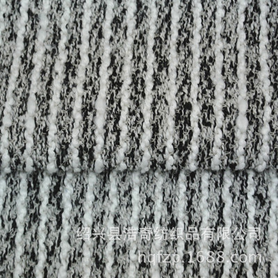 紹興縣浩奇紡織 廠家直銷針織粗針面料，85%滌15%人棉，328克/平方